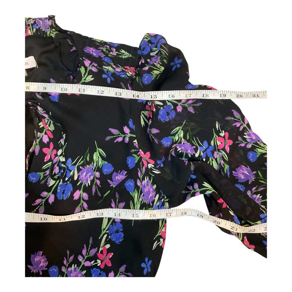 Calvin Klein Women’s Multicolor Floral Chiffon Maxi Long Sleeves Dress Size 10 - Picture 9 of 14